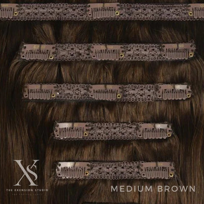 medium brown clipins by xs