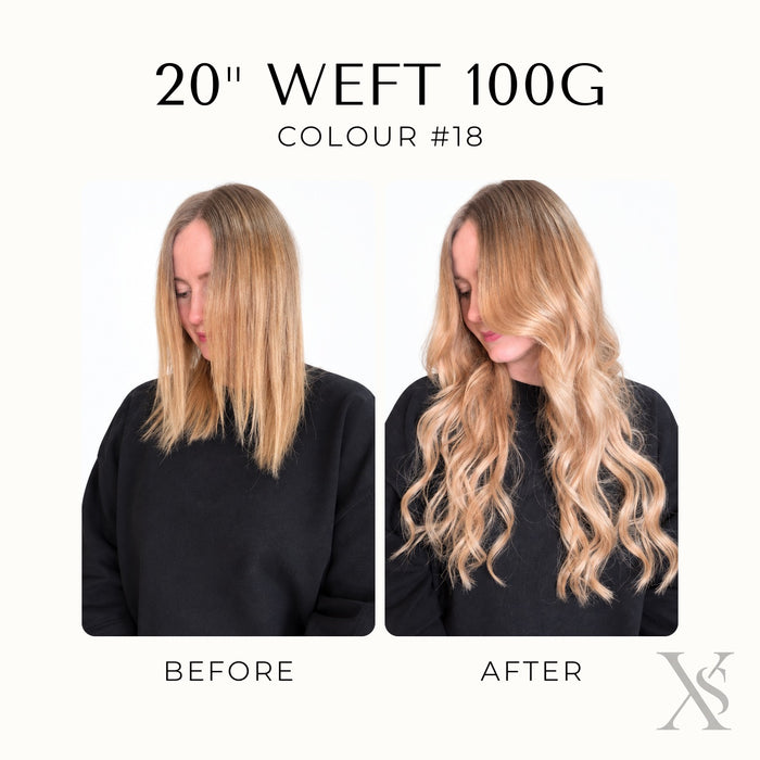 20" machine weft · Colour #18 before and after